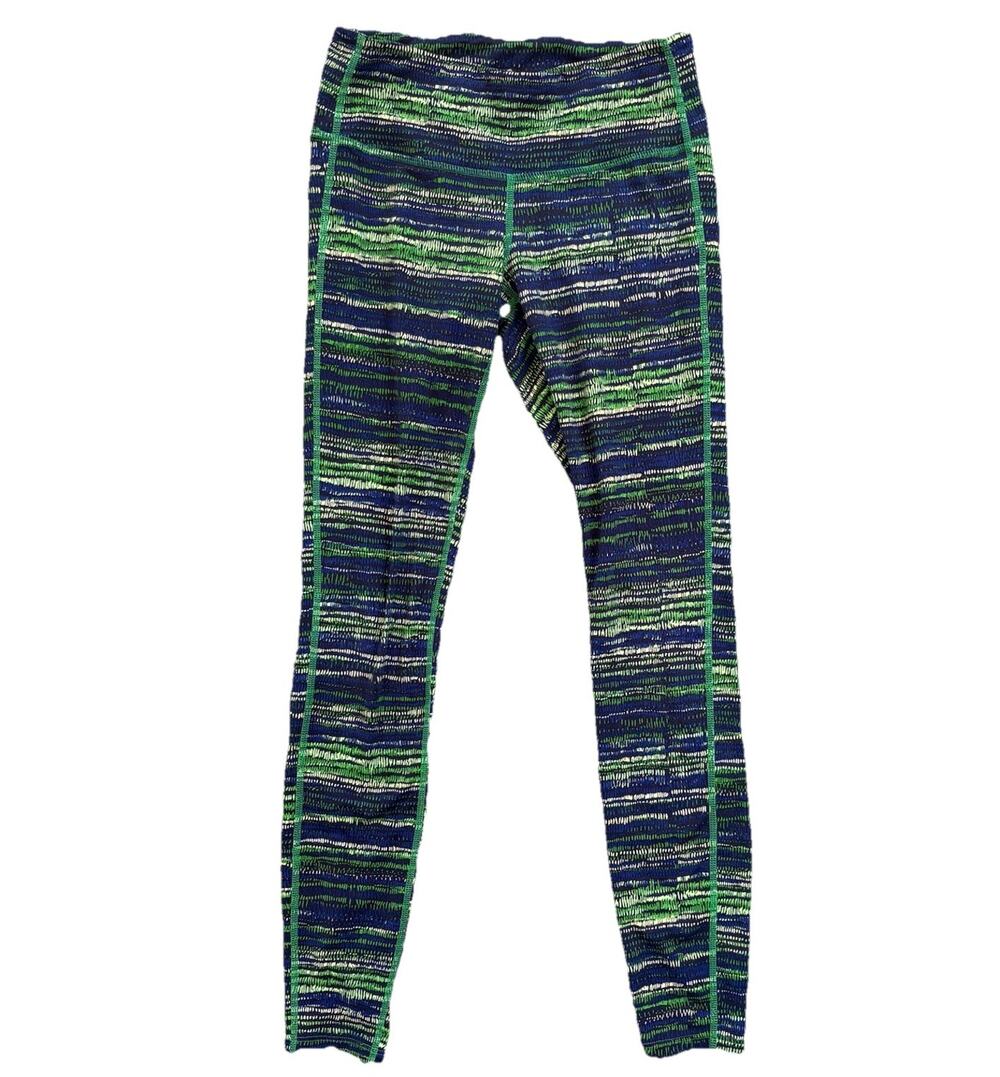 Athleta Boho Patterned Blue Green Yoga Leggings Ankle Crop Women’s Size xs